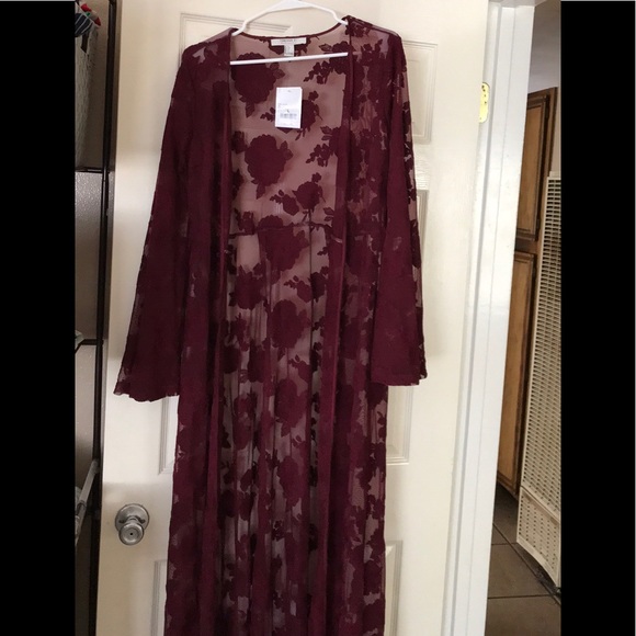 Gorgeous long length floral lace red wine dress ! - Picture 2 of 5